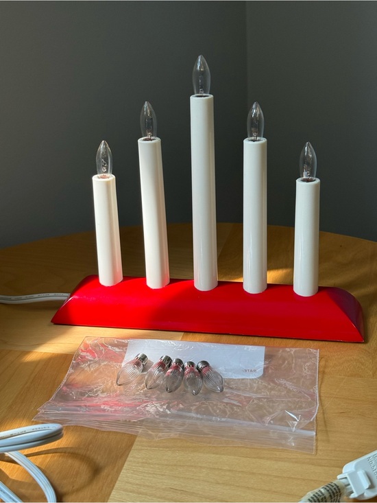 IKEA Other - Vintage IKEA Red Strala 5 Light Candelabra Tabletop Lamp With 5 Extra Bulbs
